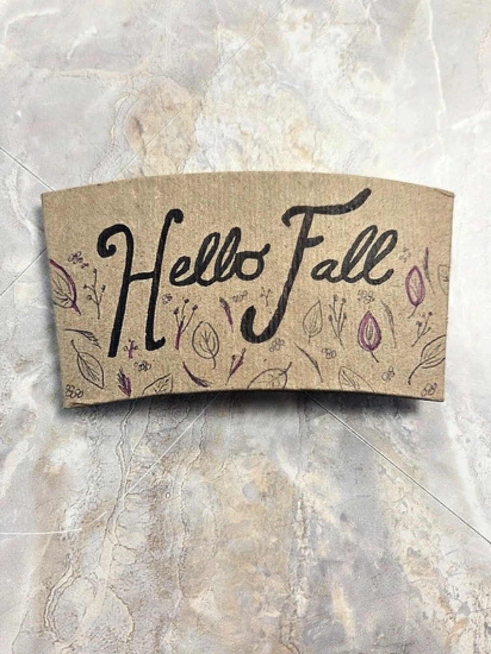 Hello Fall Decorative Coffee Sleeve Resuable Coffee Sleeve Fall Themed Upcycled